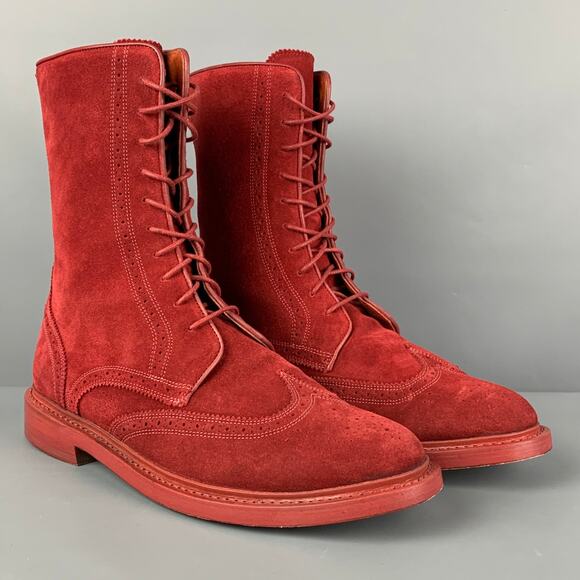 FLORSHEIM by DUCKIE BROWN Size 10 Burgundy Perforated Leather Wingtip Boots main image 9